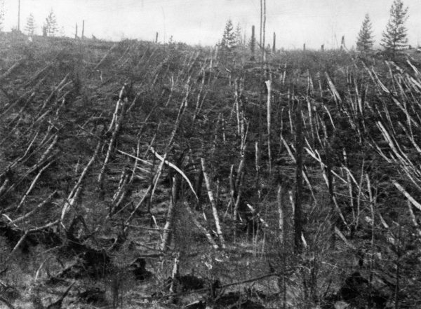 A mysterious blast in 1908, thought to have been caused by a meteor, flattened a Siberian taiga forest in Tunguska. This photo was taken in 1938, during an expedition by Russian mineralogist Leonid Kulik, investigating the event. Image Credit: Sovfoto/Universal Images Group via Getty Images