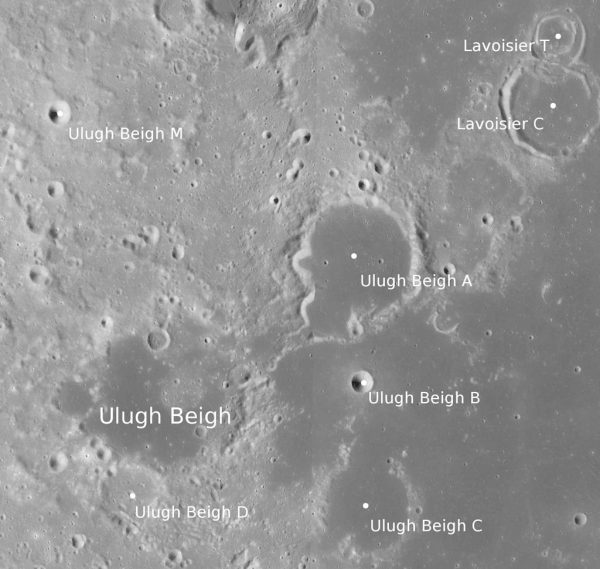 Moon craters named after Ulugh Beigh. Image Credit: NASA