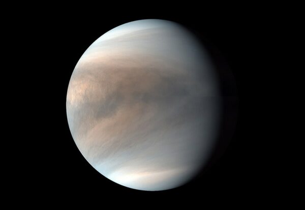 Japan's Akatsuki spacecraft captured this false-color image of Venus' dayside on March 30, 2018. Image Credit: JAXA/PLANET-C Project Team