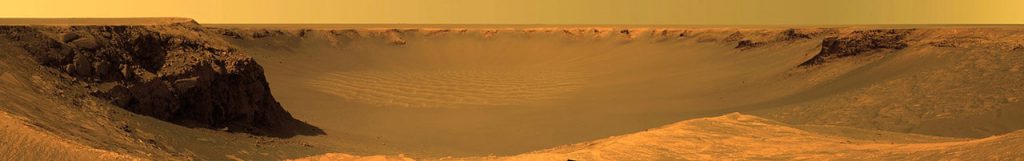 Figure 2: A panorama of the Victoria Crater taken by the rover Opportunity. Credit: NASA