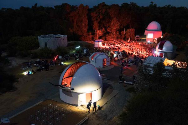 Our viewing area from the Lowell Telescope Dome during the record attempt. Image Credit: Roger Groom